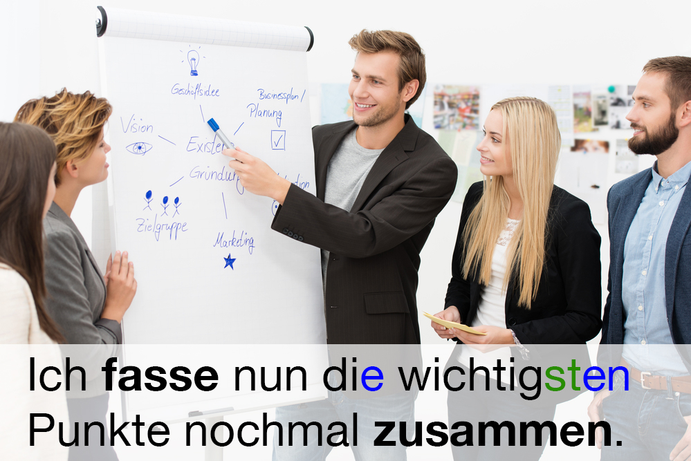 How’d you say in German “I’m now going to summarize the most important